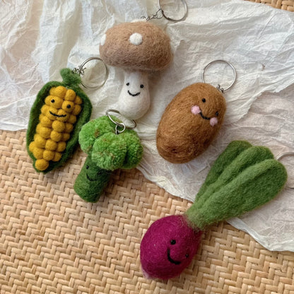 Handmade Felt Wild Mushrooms Keyring