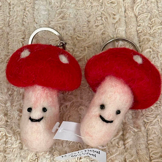 Handmade Felt Wild Toadstools Keyring